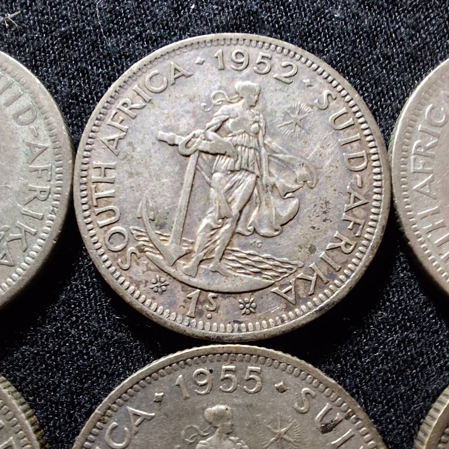 1951 to 1958 - South Africa 1 Shilling Coins
