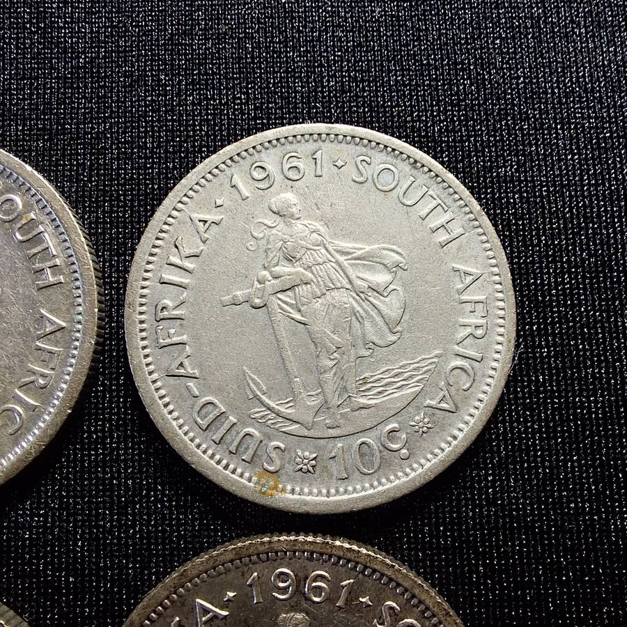 4 x 1961 Silver 10c South Africa Coins