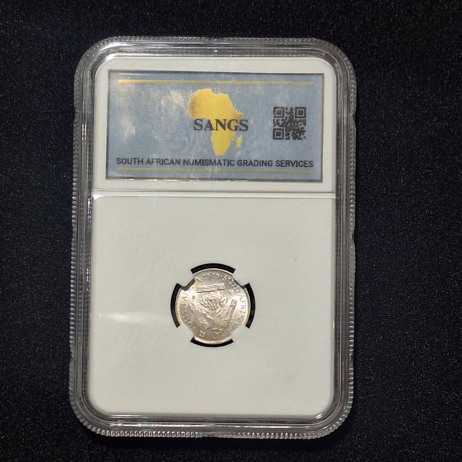 1943 SA 3 Pence Graded MS61 by SANGS