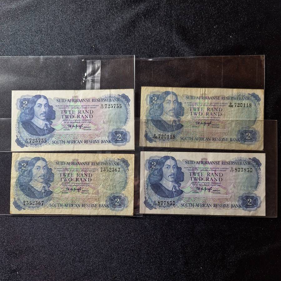 4 x South Africa R2 TW de Jongh Bank Notes