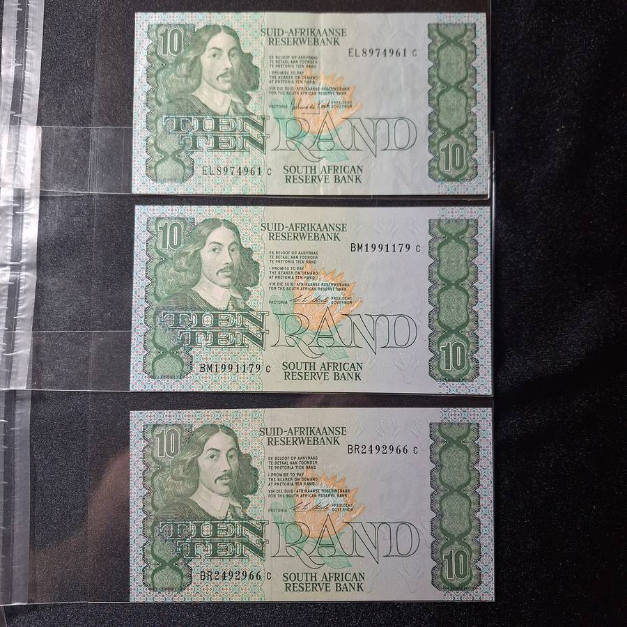 3 x South Africa R10 Notes