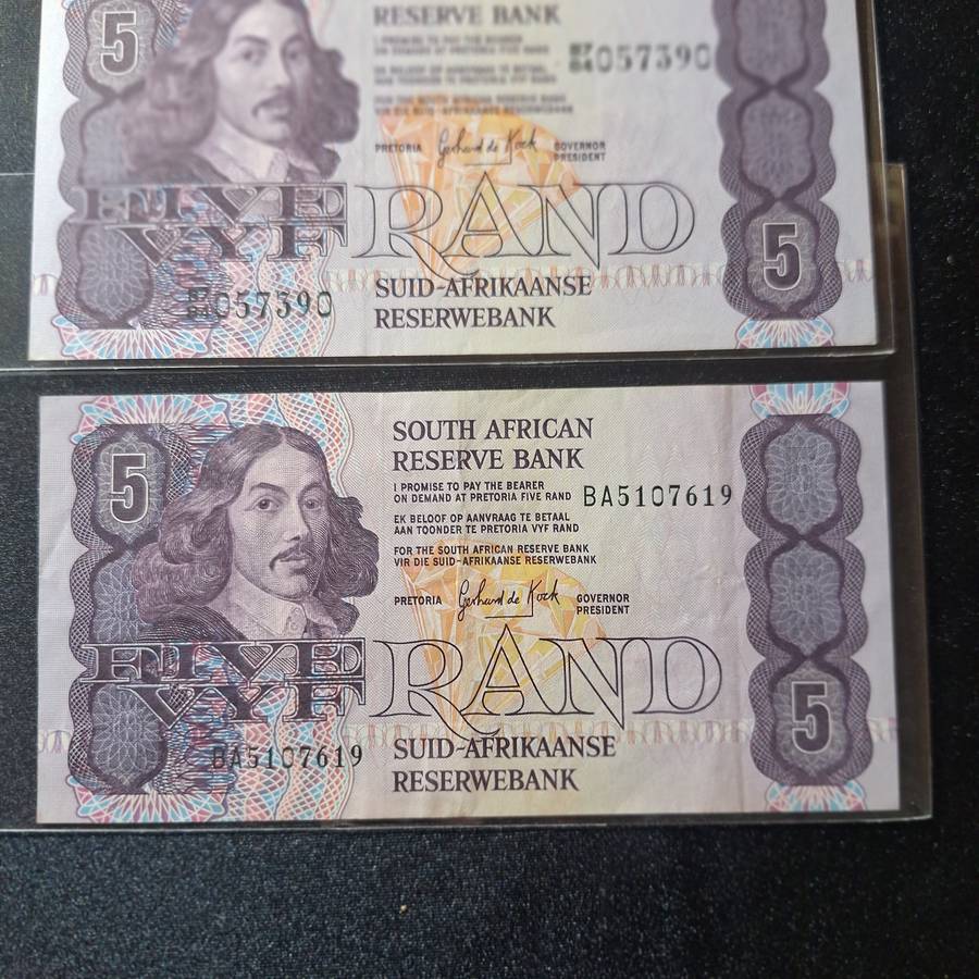 4 x South Africa R5 Gerhard de Kock Bank Notes