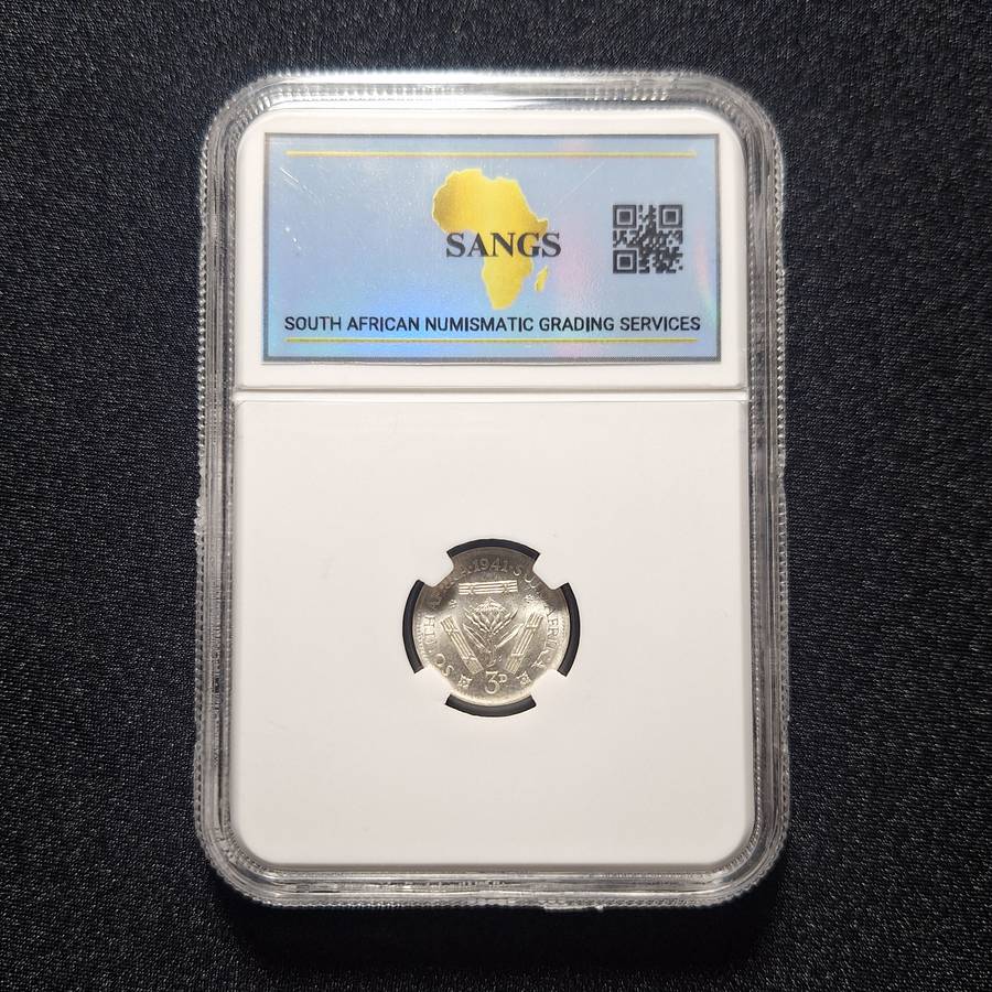 1941 SA 3 Pence Graded MS63 by SANGS