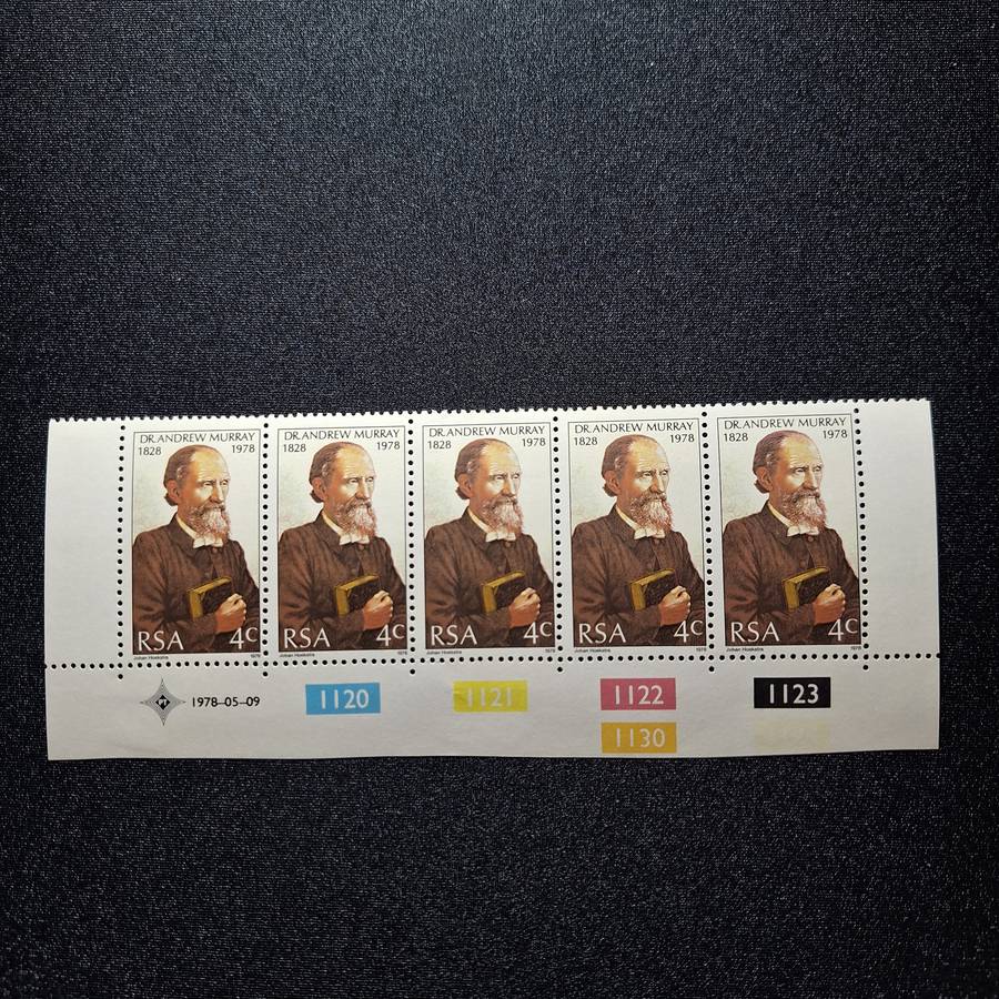 1978 5 x Horizontal Strip South Africa 4c Dr Andrew Murray Stamps - Mint Unused