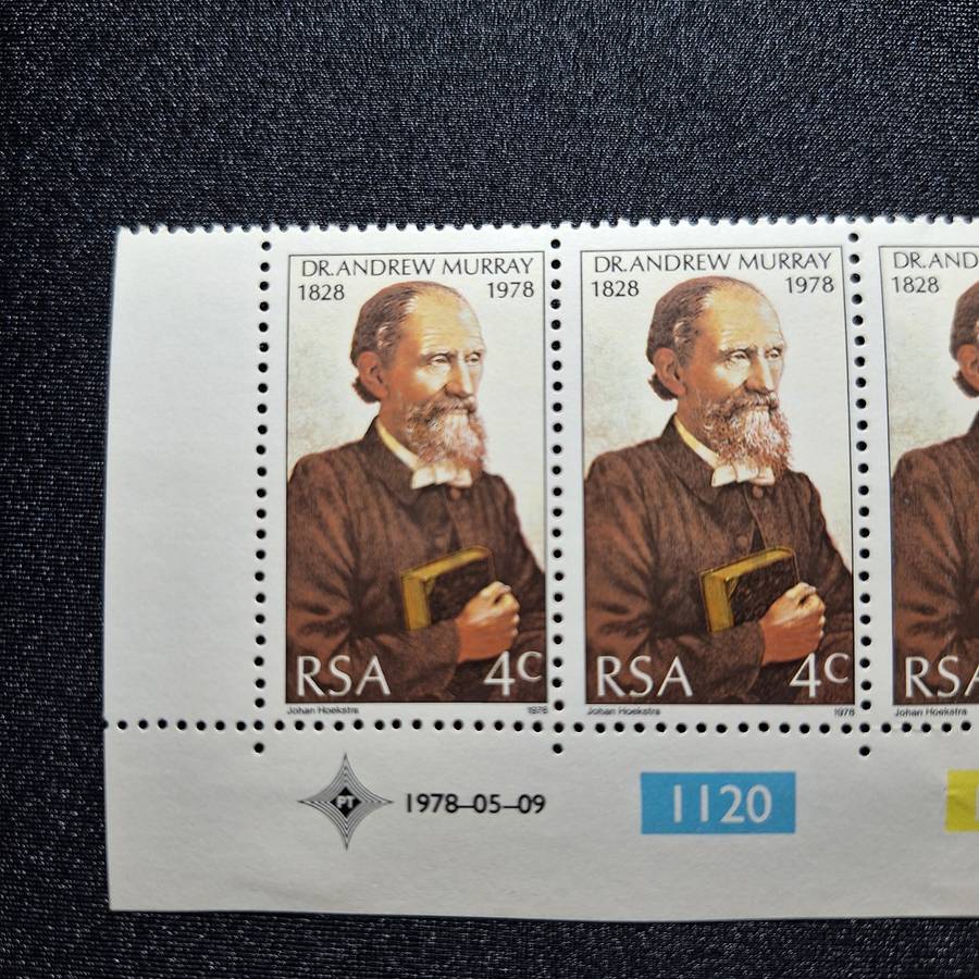 1978 5 x Horizontal Strip South Africa 4c Dr Andrew Murray Stamps - Mint Unused