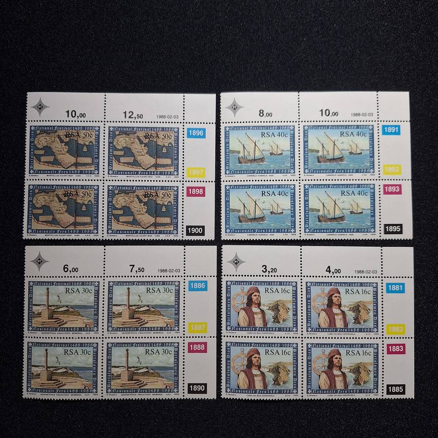 RSA - 1988 - Bartolomeu Dias - Control Blocks - MNH