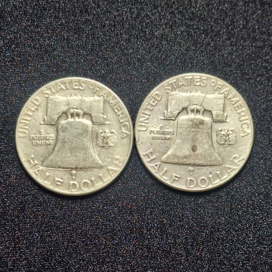 1949 and 1954 US Half Dollar  .90% Silver Coins Total 24.6 Grams