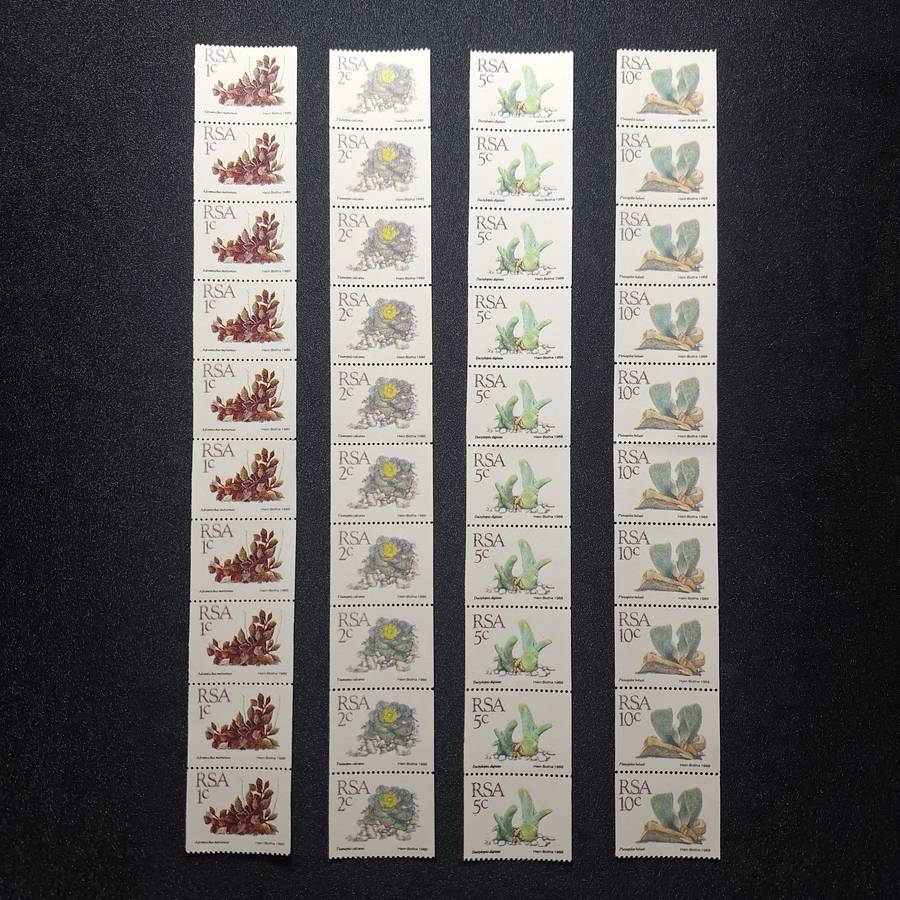 1988 RSA 5th Definitive Issue Coil Stamps full set of 4 - 10 in each