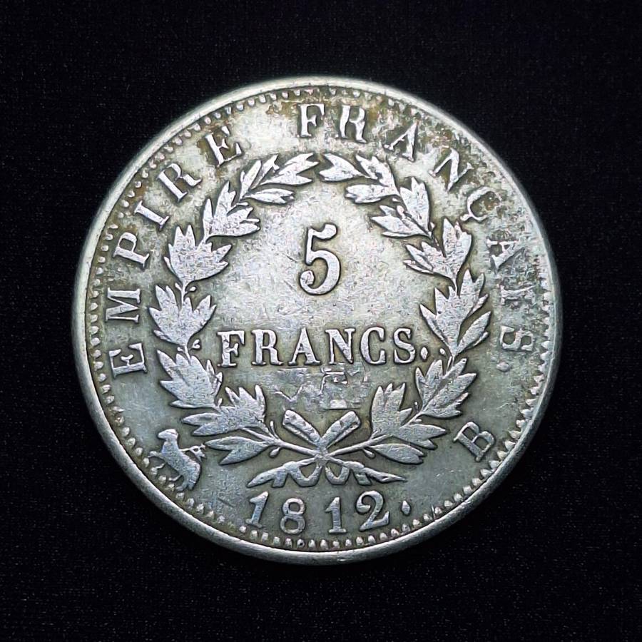 1812 5 Francs Coin, 90% Silver, 25 grams