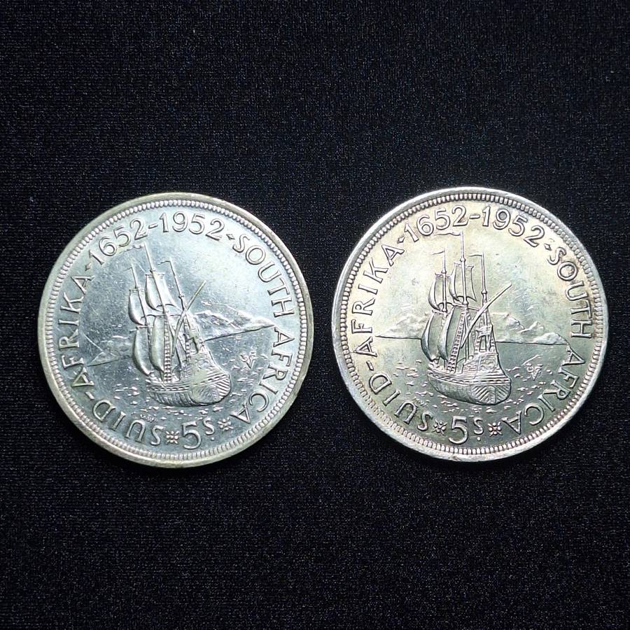 2 x 1952 5 Shillings South Africa Coins