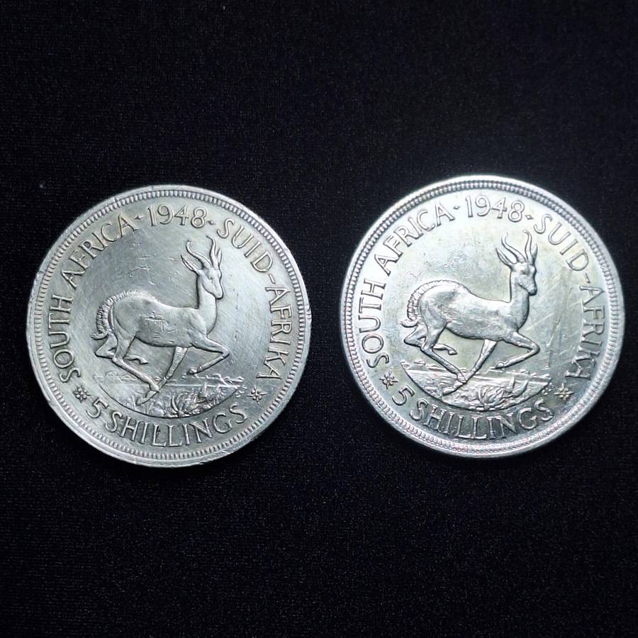 2 x 1948 5 Shillings South Africa Coins