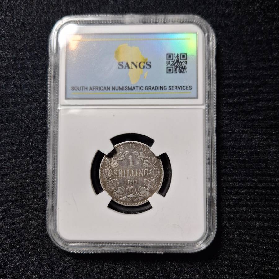 1897 - 1 Shilling Silver South Africa Coin SANGS Graded