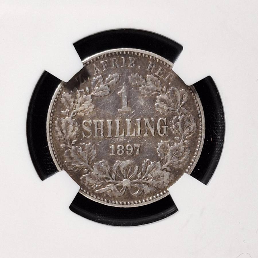 1897 - 1 Shilling Silver South Africa Coin SANGS Graded