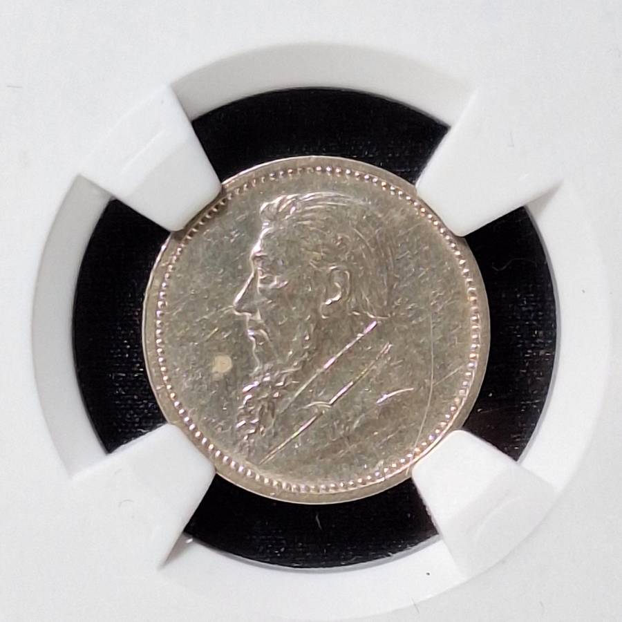 1893 - 3 Pence Silver South Africa Coin SANGS Graded
