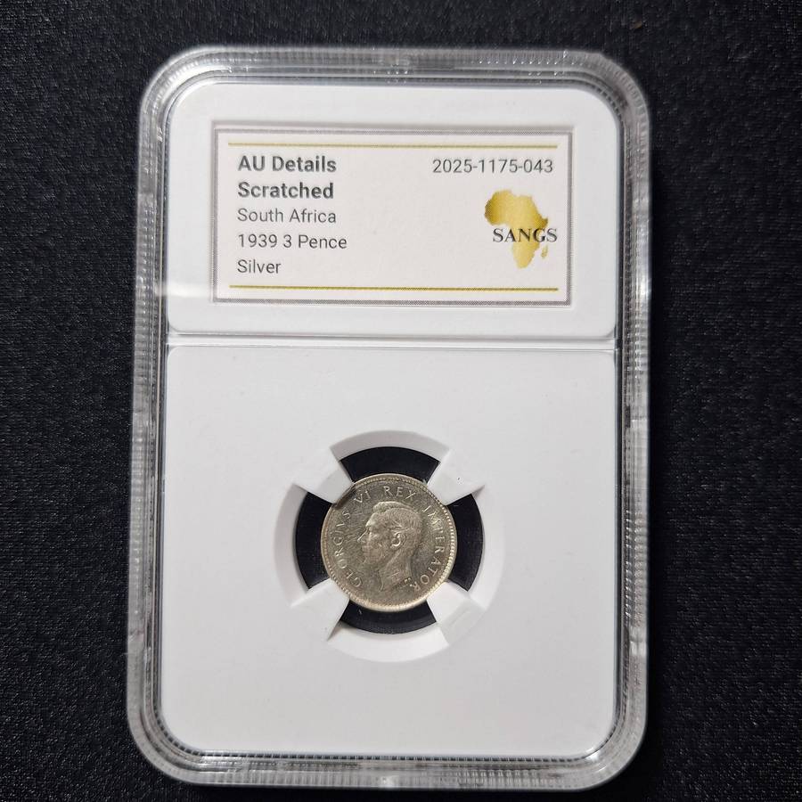 1939 Silver 3 Pence SANGS Graded South Africa Coin