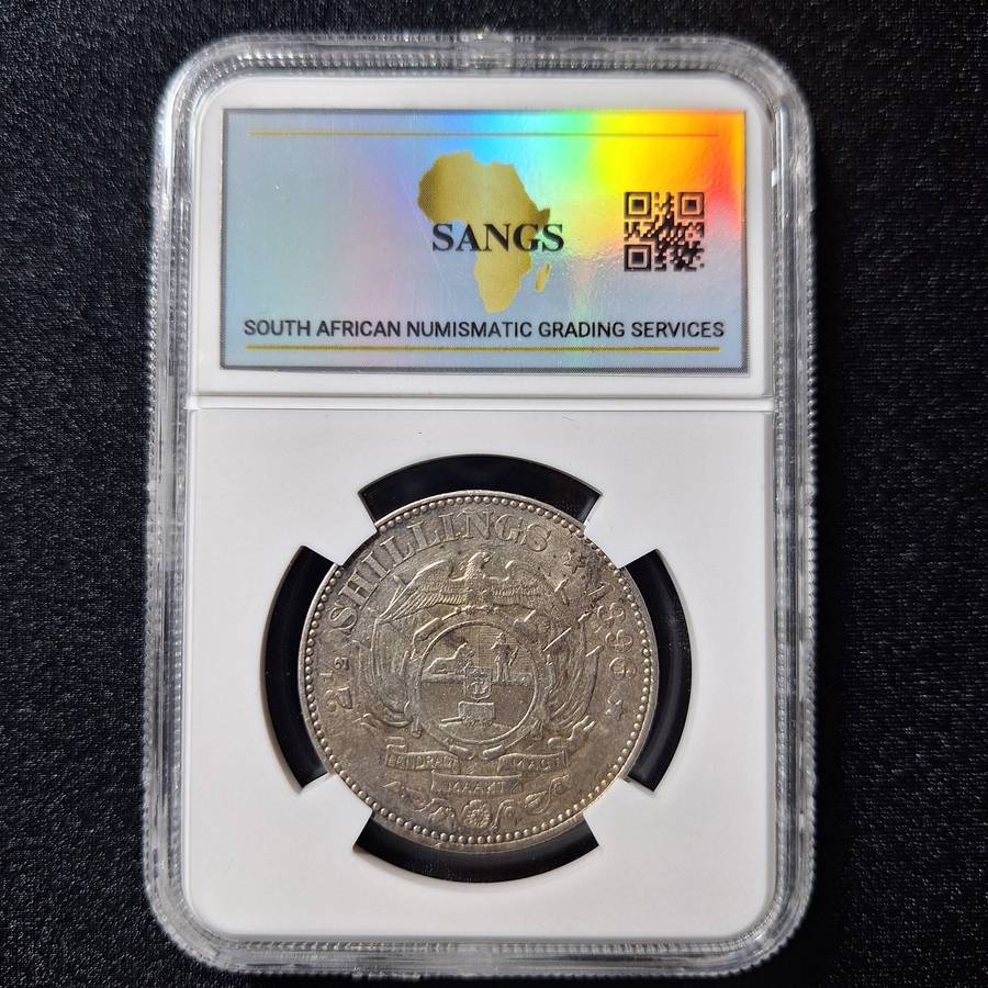 1896 2 1/2 Shillings Silver VF30 SANGS Graded South Africa Coin