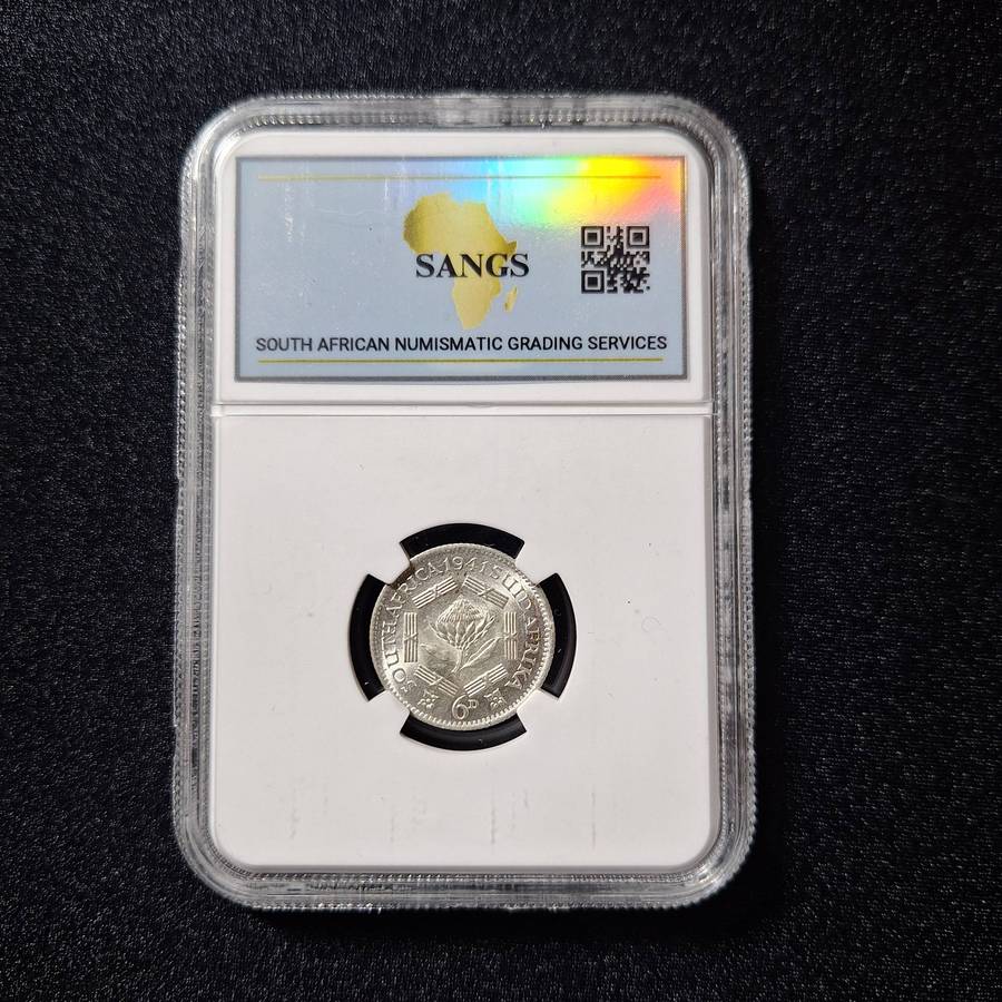 1941 Silver 6 Pence AU58 SANGS Graded South Africa Coin