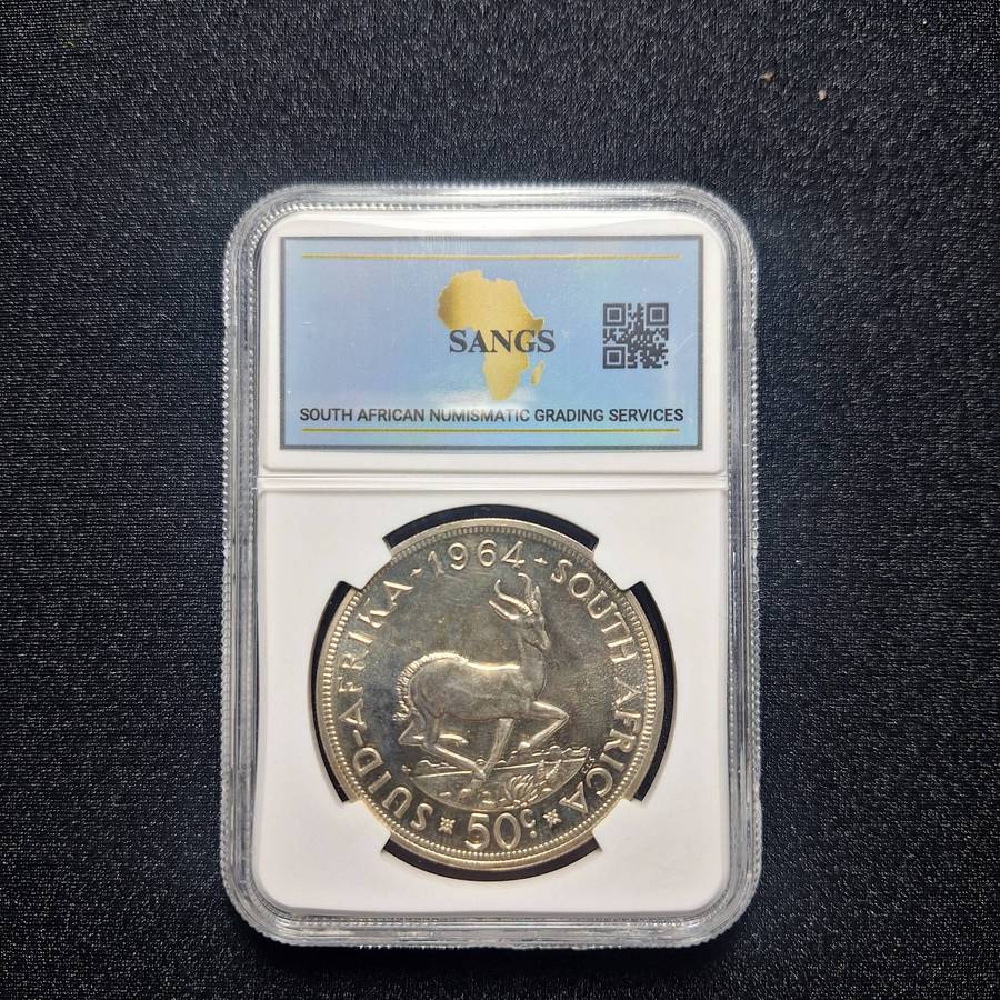 1964 50 Cent Proof PF66 SANGS Graded South Africa Coin