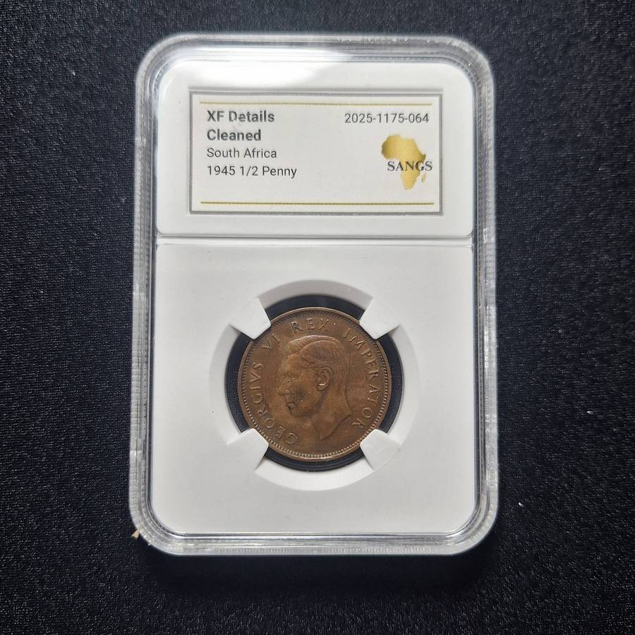 1945 1/2 Penny SANGS Graded South Africa Coin