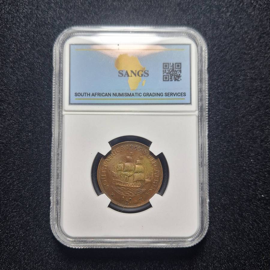 1945 1/2 Penny SANGS Graded South Africa Coin