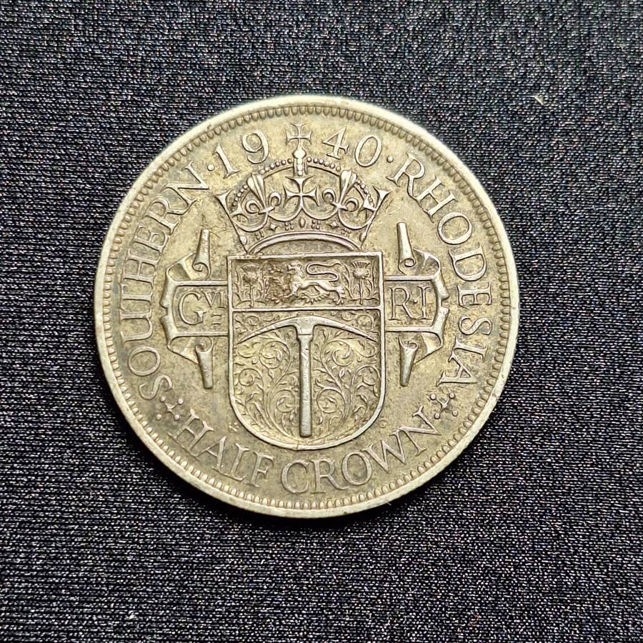 1940 Southern Rhodesia Half Crown 92.5% Silver - 14 Grams Coin
