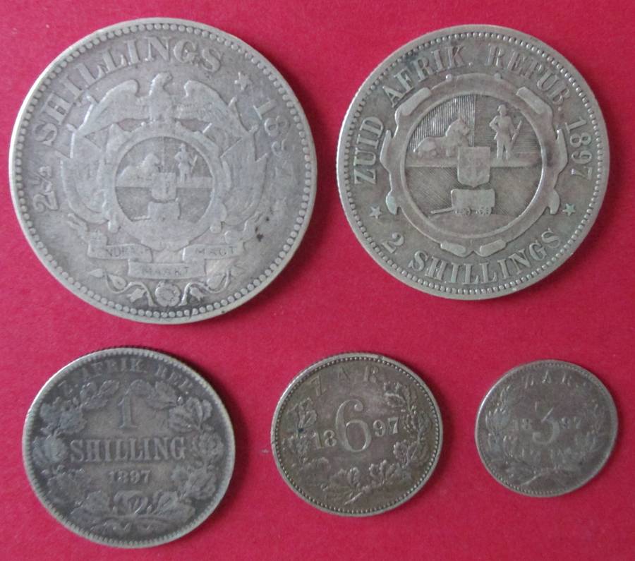 COMPLETE 1897 PAUL KRUGER Z.A.R SET OF SILVER COINS