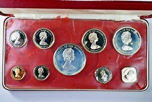 1972 9 COIN PROOF SET OF BAHAMAS IN HARD CASE FRANKLIN MINT - 4 SILVER COINS