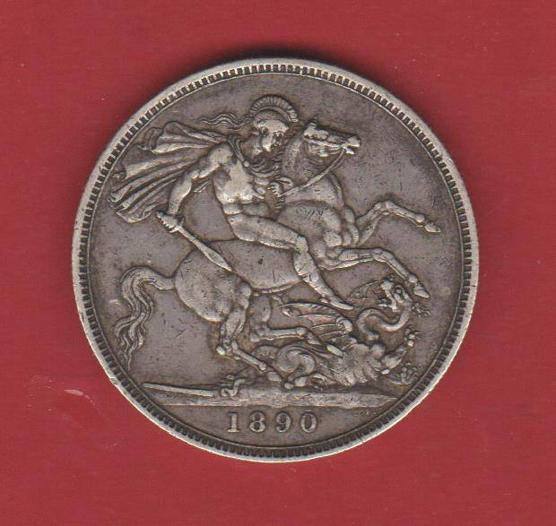 G. BRITIAN QUEEN VICTORIA SILVER CROWN 1890 JUBILEE HEAD