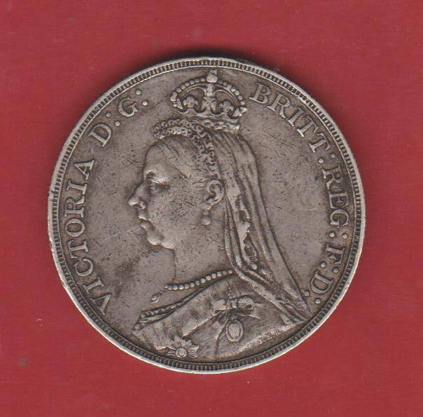 G. BRITIAN QUEEN VICTORIA SILVER CROWN 1890 JUBILEE HEAD