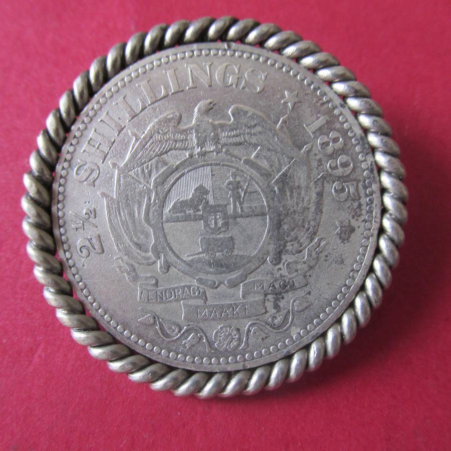 Paul Kruger Sterling Silver Z.A.R Brooch 1895 Two and a Half Shillings