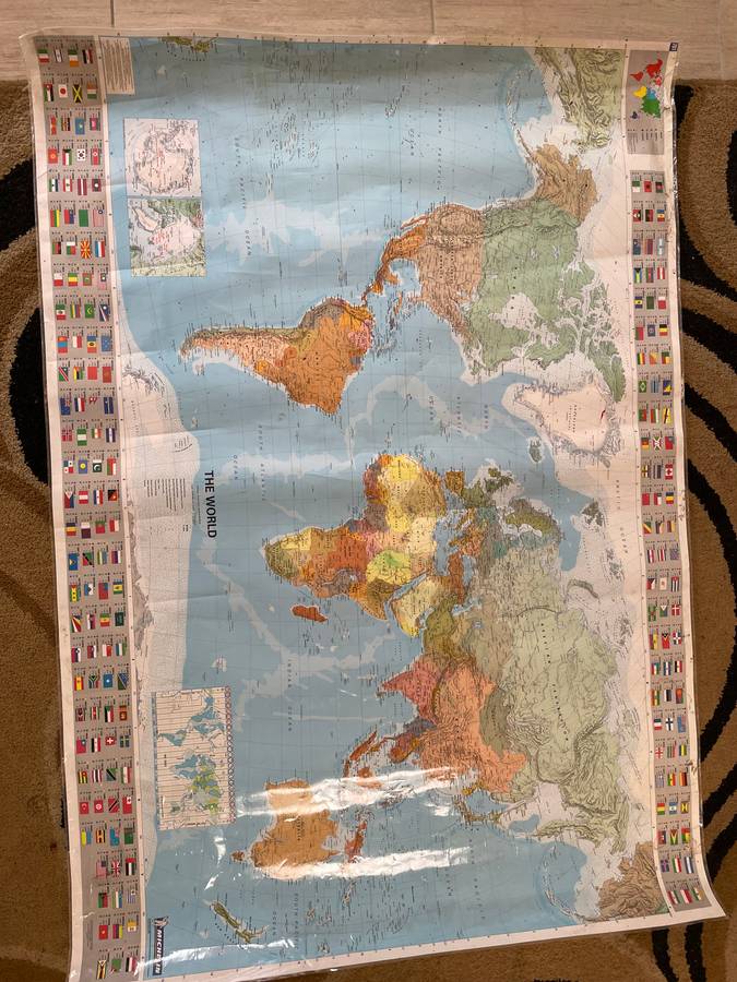 Large laminated word map 1.4m x 1m