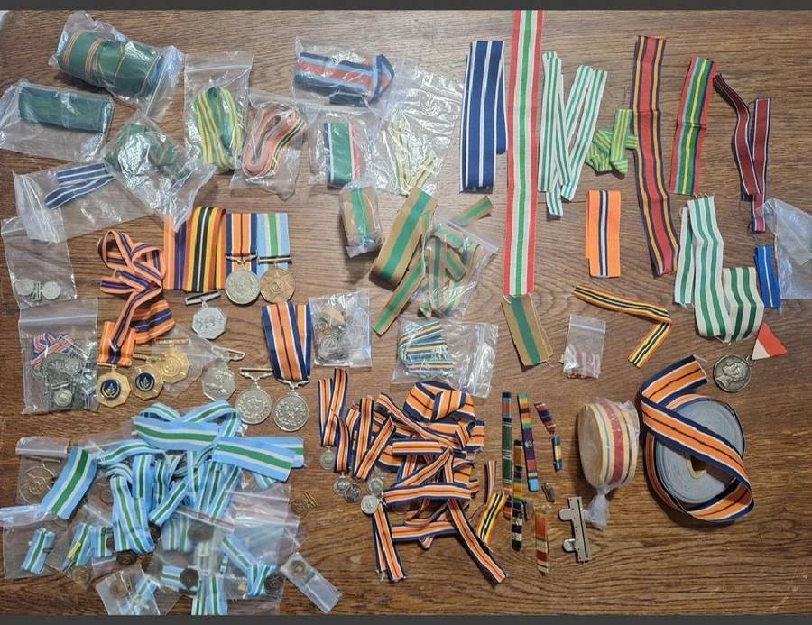 Large lot of SADF medals and ribbons great for resell