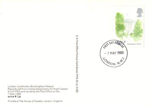 Great Britain - 1980 London Landmarks 10? Buckingham Palace Maxi Card