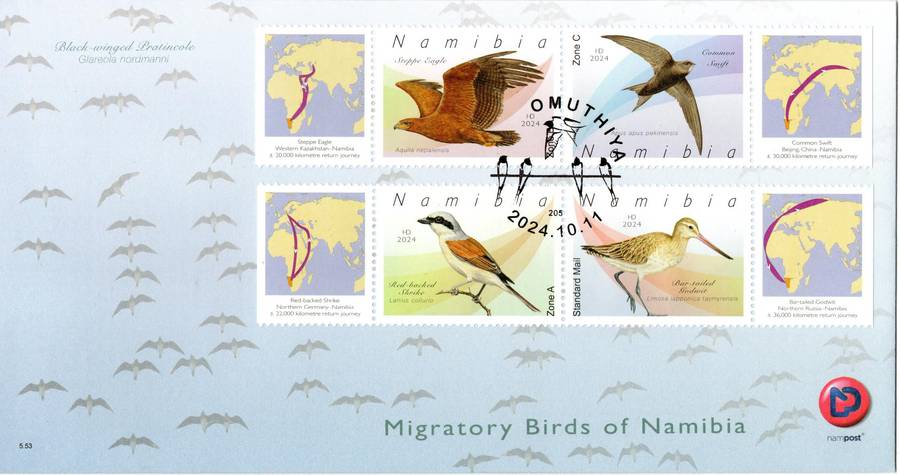 Namibia - 2024 Migratory Birds FDC 5.53
