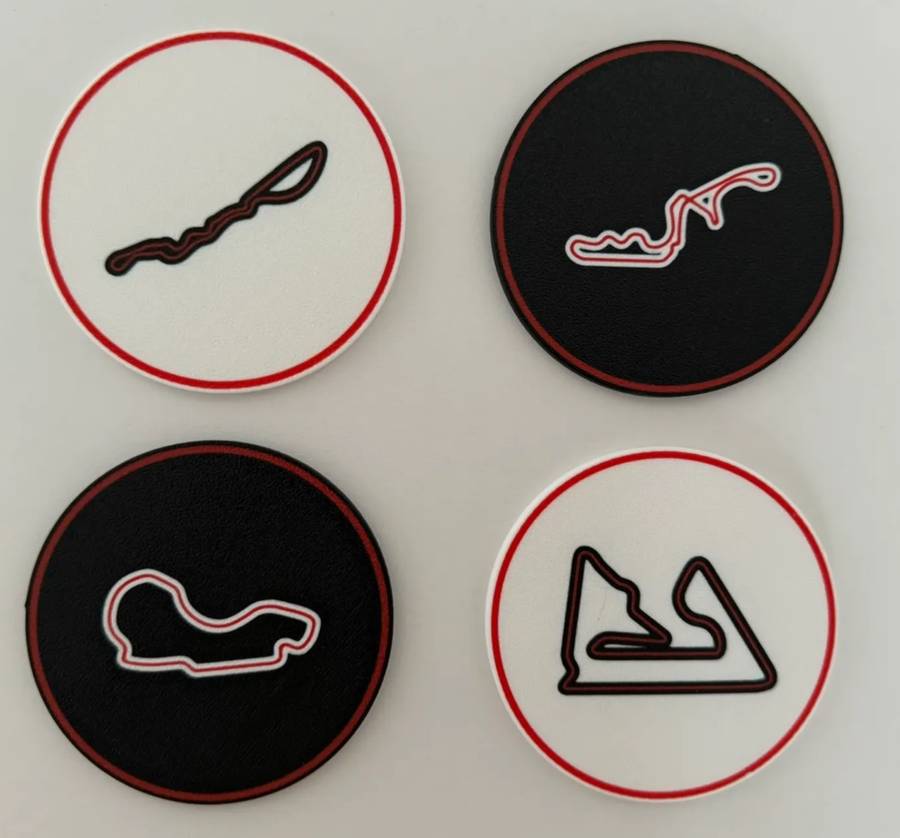 Formula 1 Coasters all 24 tracks available (3D Printed)