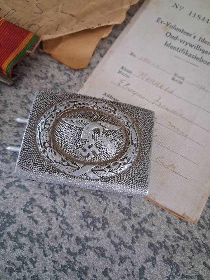 WWII German Luftwaffe (Airforce) EM/NCOS BELT BUCKLE and war medals ect