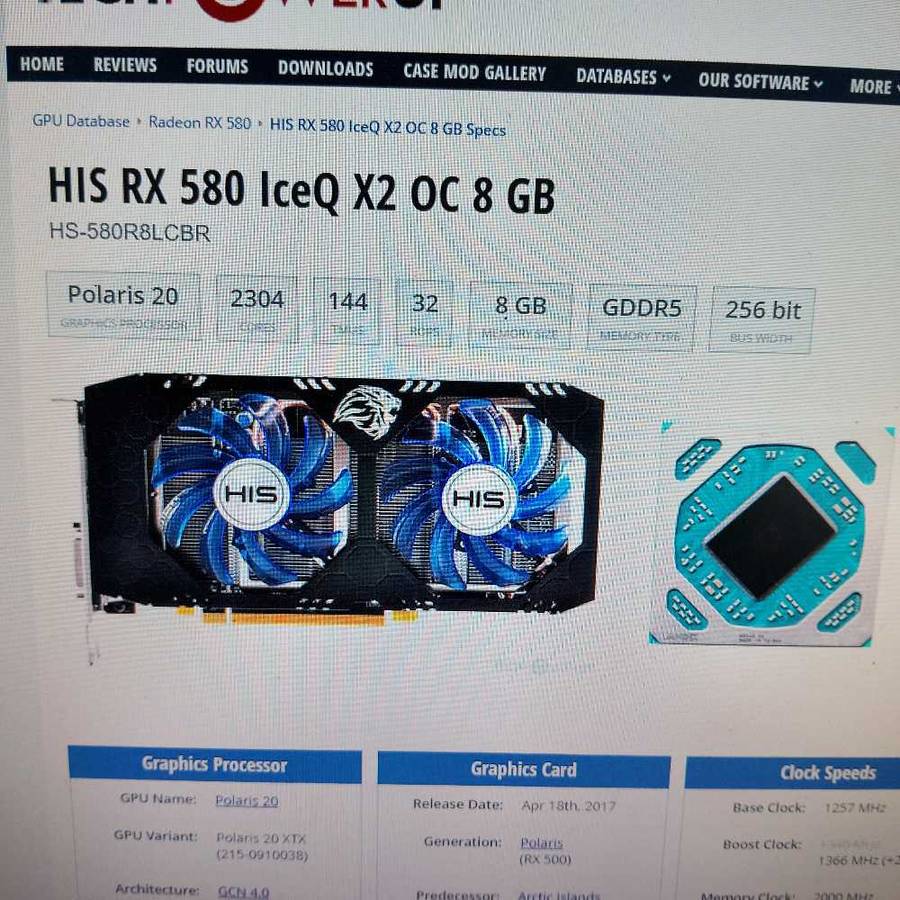 HIS ICE X2 RX580 8GB GDDR5 Graphics Card**Only 1 fan working** Sold As IS