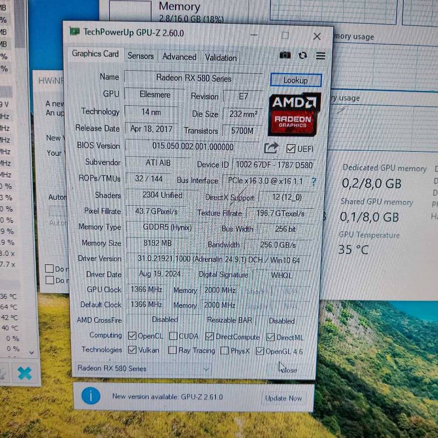 HIS ICE X2 RX580 8GB GDDR5 Graphics Card**Only 1 fan working** Sold As IS