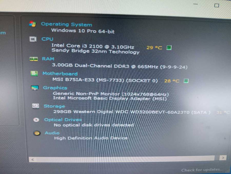 MSI B75 ITX Motherboard Combo**Intel Core i3**3GB Ram**