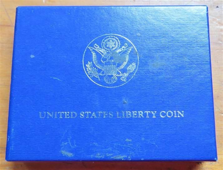 USA 1986 Proof Liberty Half Dollar Centenary Coin + Box + Cert.