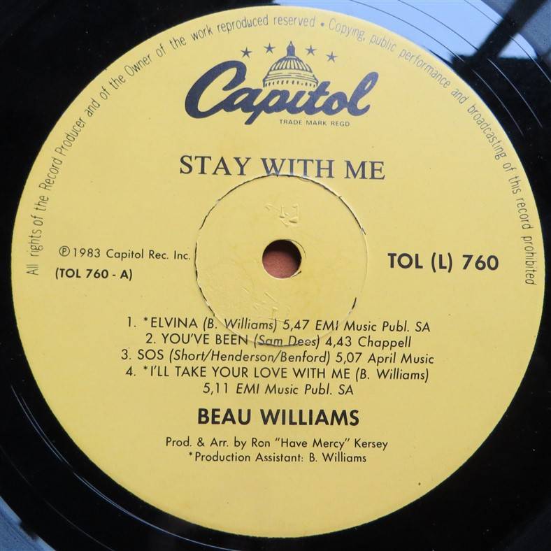 Beau Williams - Stay With Me - Vintage LP - VG