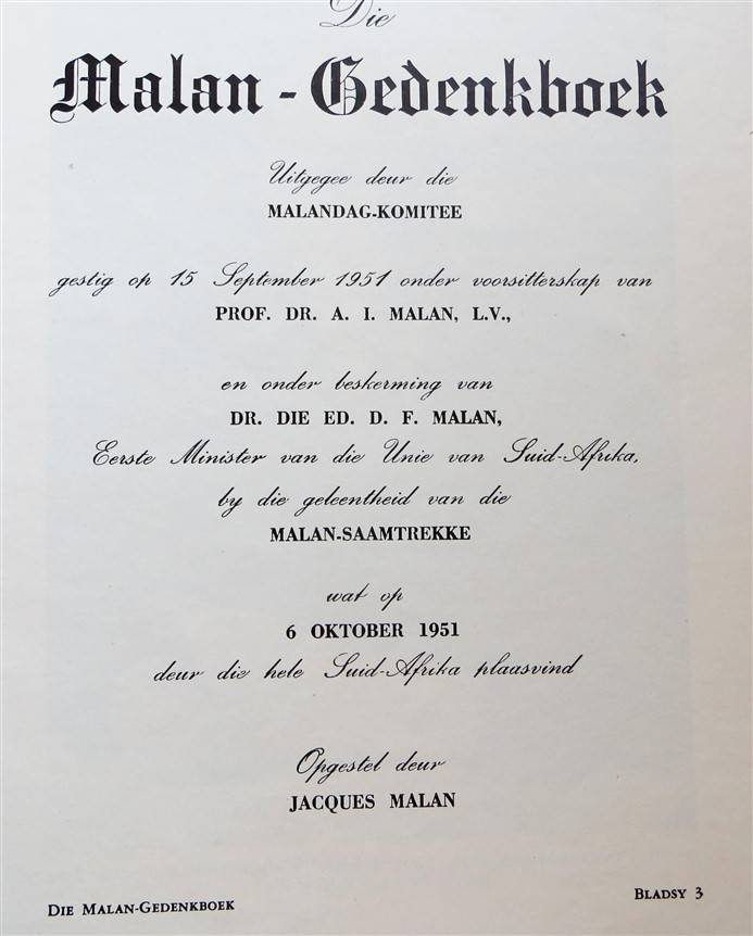 Malan Gedenkboek - 1951 - Jacques Malan