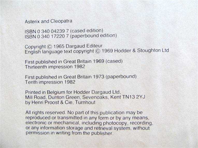 Asterix & Cleopatra - Comic Book - Goscinny & Uderzo - Water Damage Rescue