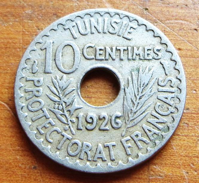 1926 Tunisia 10 Centimes Coin - Scarce