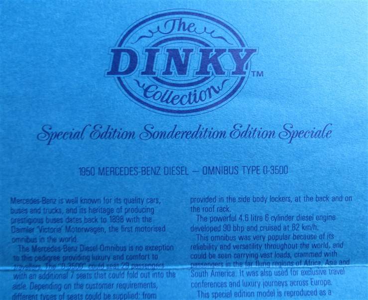 Dinky Special Edition-Mint in Box DYS-10 Mercedes Benz Bus-Diesel Omnibus
