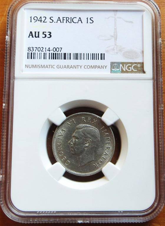 1942 SA Union 1 Shilling AU53 NGC