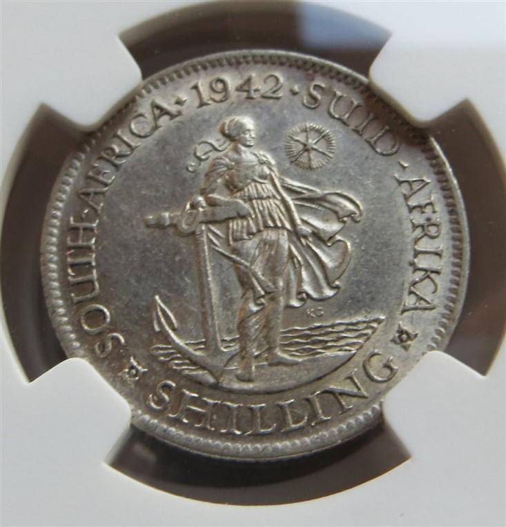 1942 SA Union 1 Shilling AU53 NGC