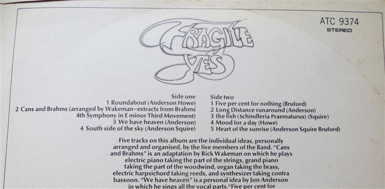 Fragile - Yes - Vintage LP - G