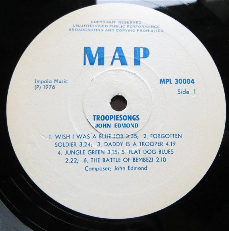 John Edmond - Troopiesongs - Vintage Vinyl - VG