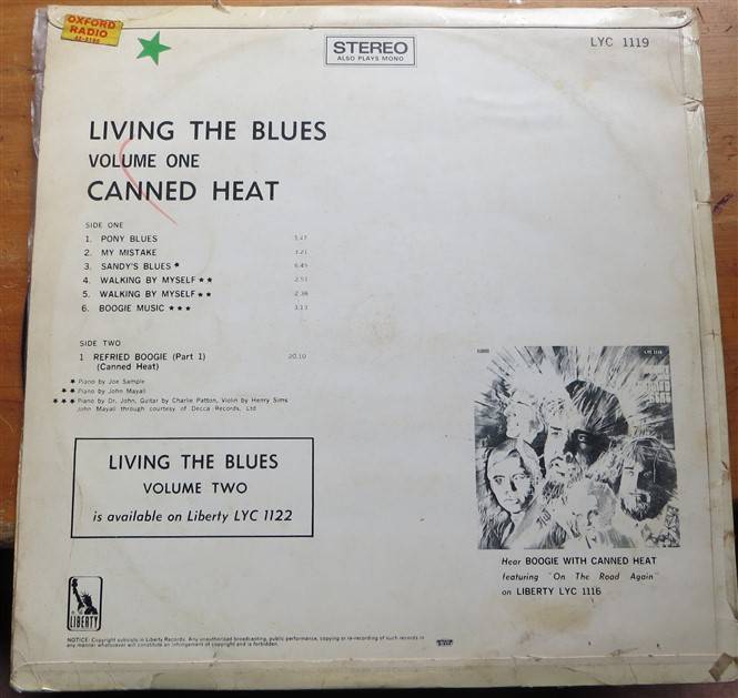 Canned Heat - Living the Blues Vol.1 - LP Vintage Vinyl - VG
